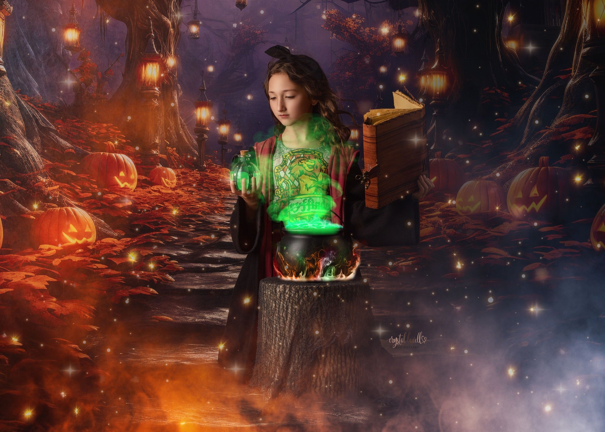 Kate Halloween Citrouille Forêt Lumière Toile de fond conçue par Emetselch - Kate Backdrop FR