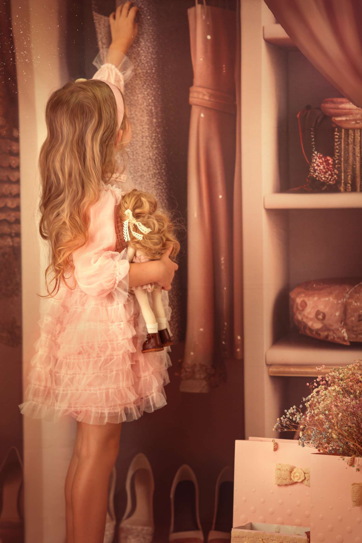 Kate Princesse Robe Rose Placard Toile de fond conçue par Mandy Ringe - Kate Backdrop FR