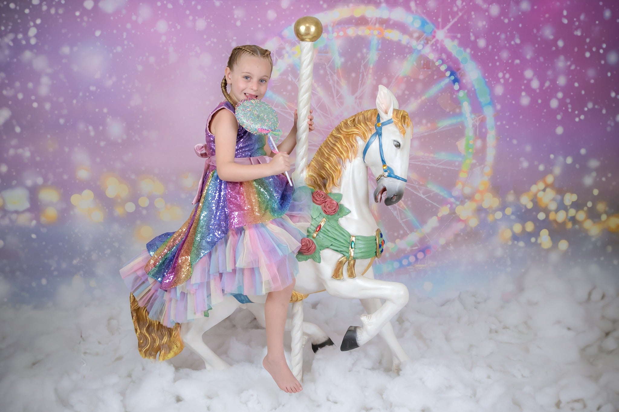 Kate Bokeh Fantaisie Grande roue Rose Enfant Toile de fond conçue par GQ - Kate Backdrop FR