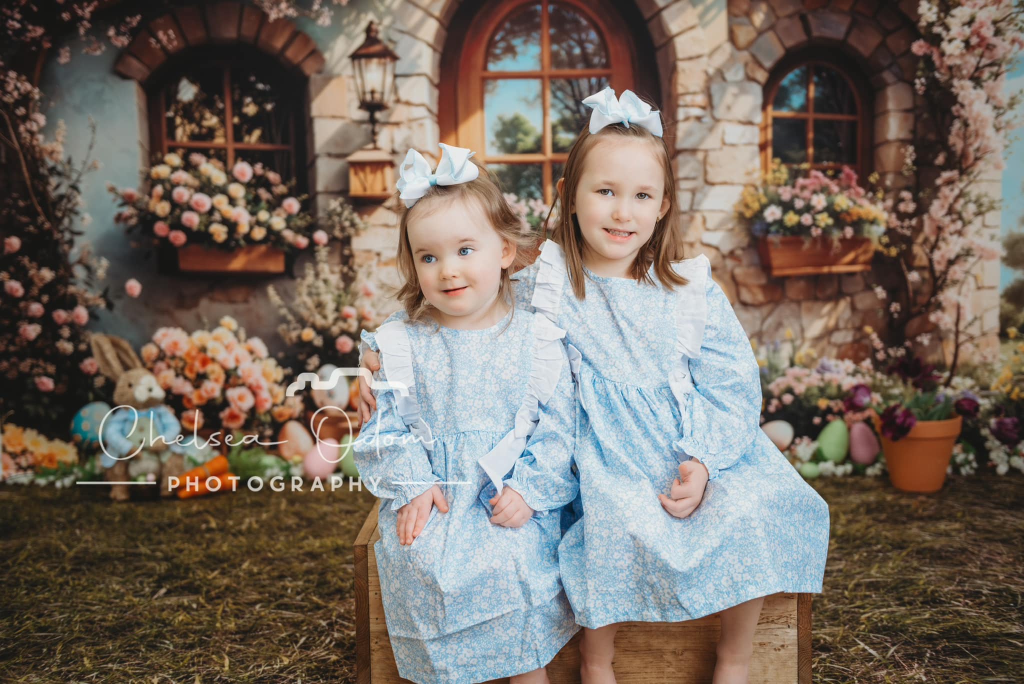 Kate Pâques Cottage Fleurs Œufs Soleil Toile de fond conçue par Emetselch - Kate Backdrop FR