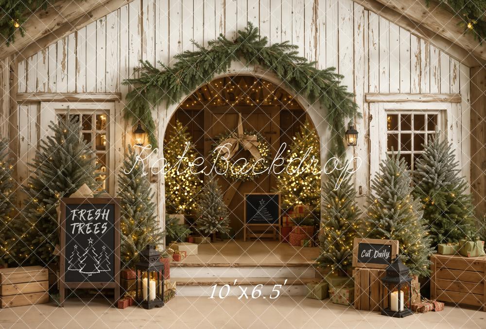 Kate Noël Maison Sapins Lumineux Toile de fond en Laine conçue par Emetselch - Kate Backdrop FR