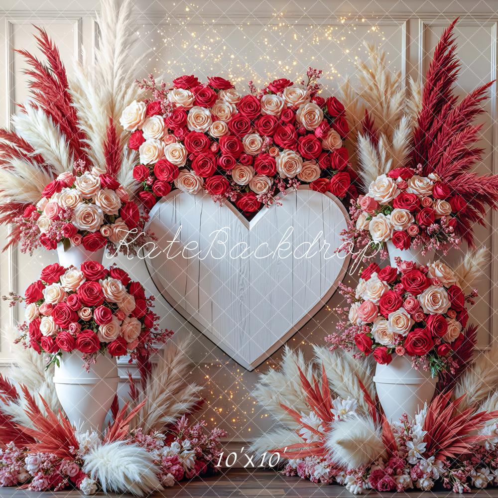Kate Saint Valentin Mariage Fleurs Pampas Toile de fond conçue par Mini MakeBelieve