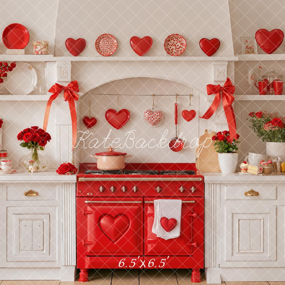 Kate Saint Valentin Cuisine Rouge Cœurs Toile de fond conçue par Emetselch
