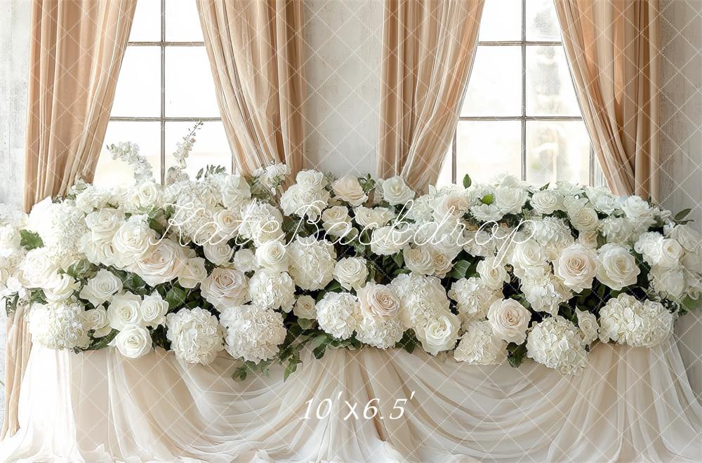 Kate Mariage Fleurs Blanches Fenêtre Toile de fond conçue par Mini MakeBelieve - Kate Backdrop FR