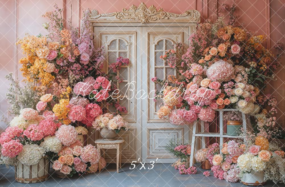Kate Porte Fleurs Roses Vintage Toile de fond conçue par Emetselch - Kate Backdrop FR