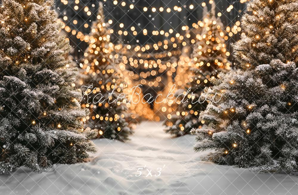 Kate Sapins de Noël Neige Lumières Toile de fond conçue par Emetselch - Kate Backdrop FR