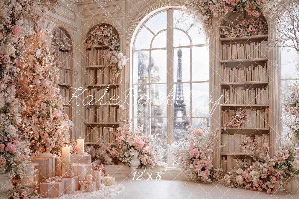 Kate Bibliothèque Fleurs Rose Paris Toile de fond conçue par Ashley Paul