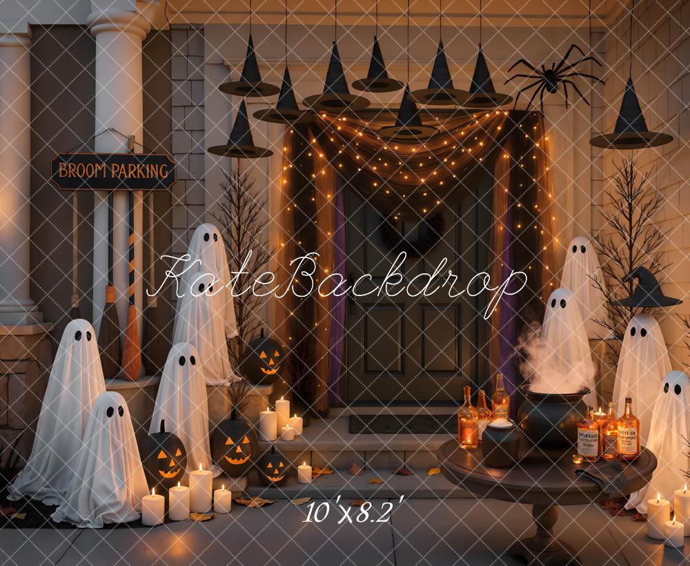 Kate Halloween Fantômes Citrouilles Chapeaux Toile de fond conçue par Mini MakeBelieve - Kate Backdrop FR