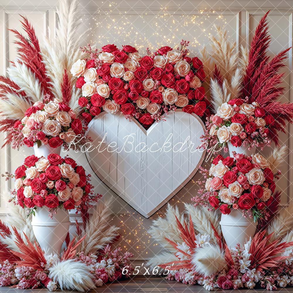 Kate Saint Valentin Mariage Fleurs Pampas Toile de fond conçue par Mini MakeBelieve