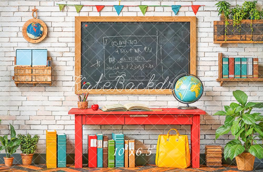 Kate Scolaire Tableau Noir Globe Livres Toile de fond conçue par Emetselch - Kate Backdrop FR