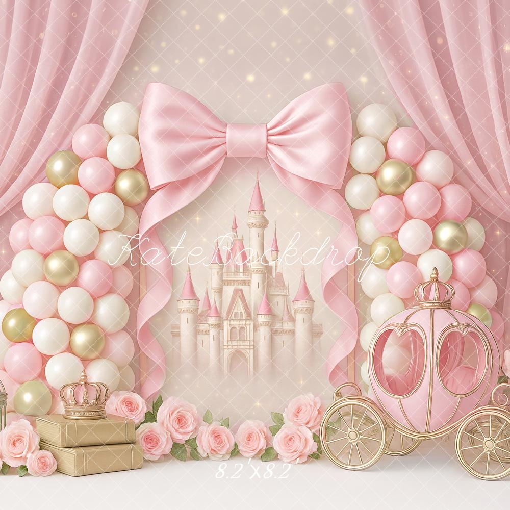 Kate Princesse Château Carrosse Rose Toile de fond conçue par Ashley Paul - Kate Backdrop FR
