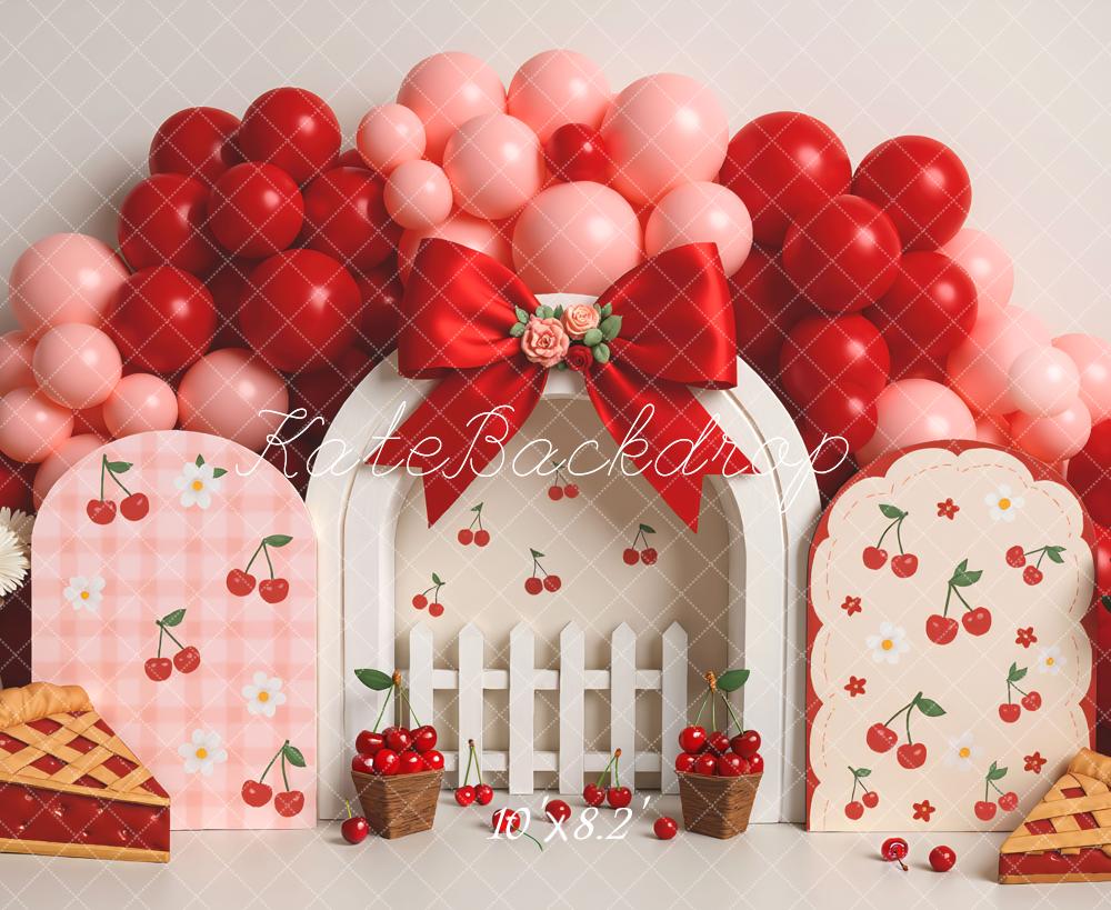 Kate Cerise Ballons Clôture Tarte Arche Toile de fond conçue par Mini MakeBelieve - Kate Backdrop FR