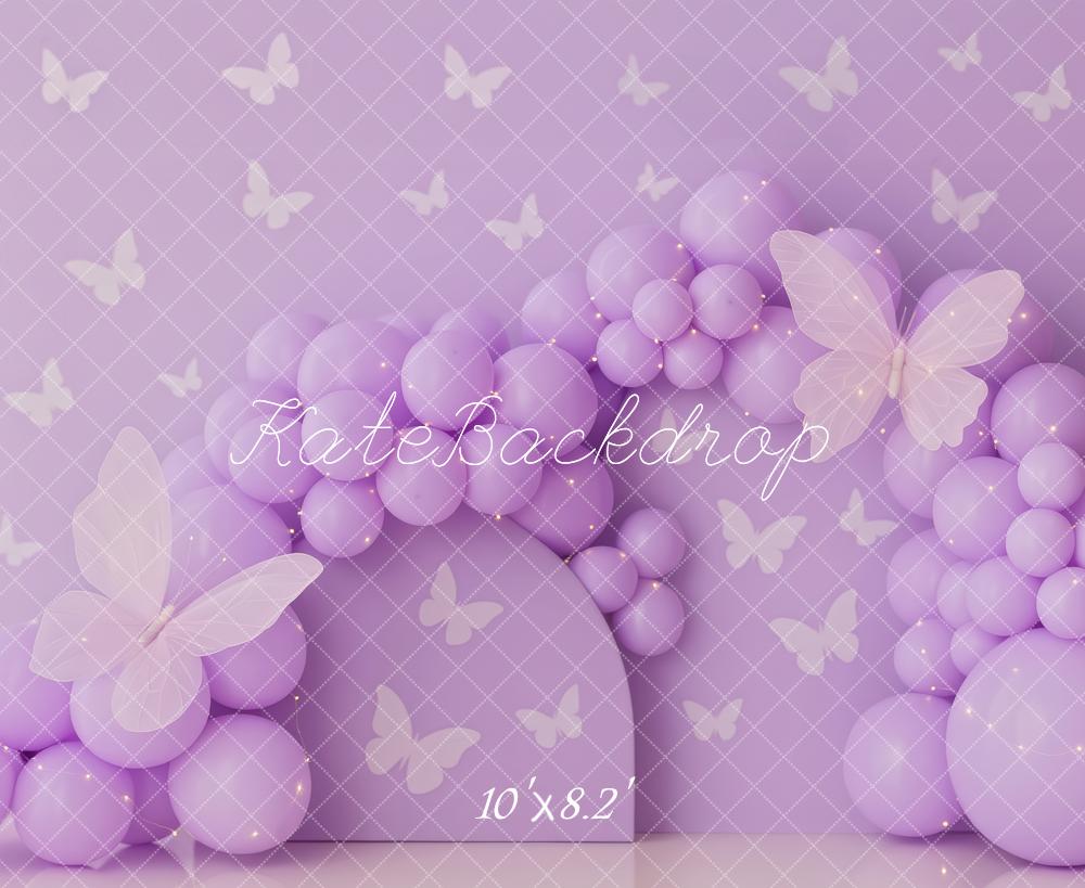 Kate Papillon Ballons Arche Violet Toile de fond conçue par Patty Roberts - Kate Backdrop FR