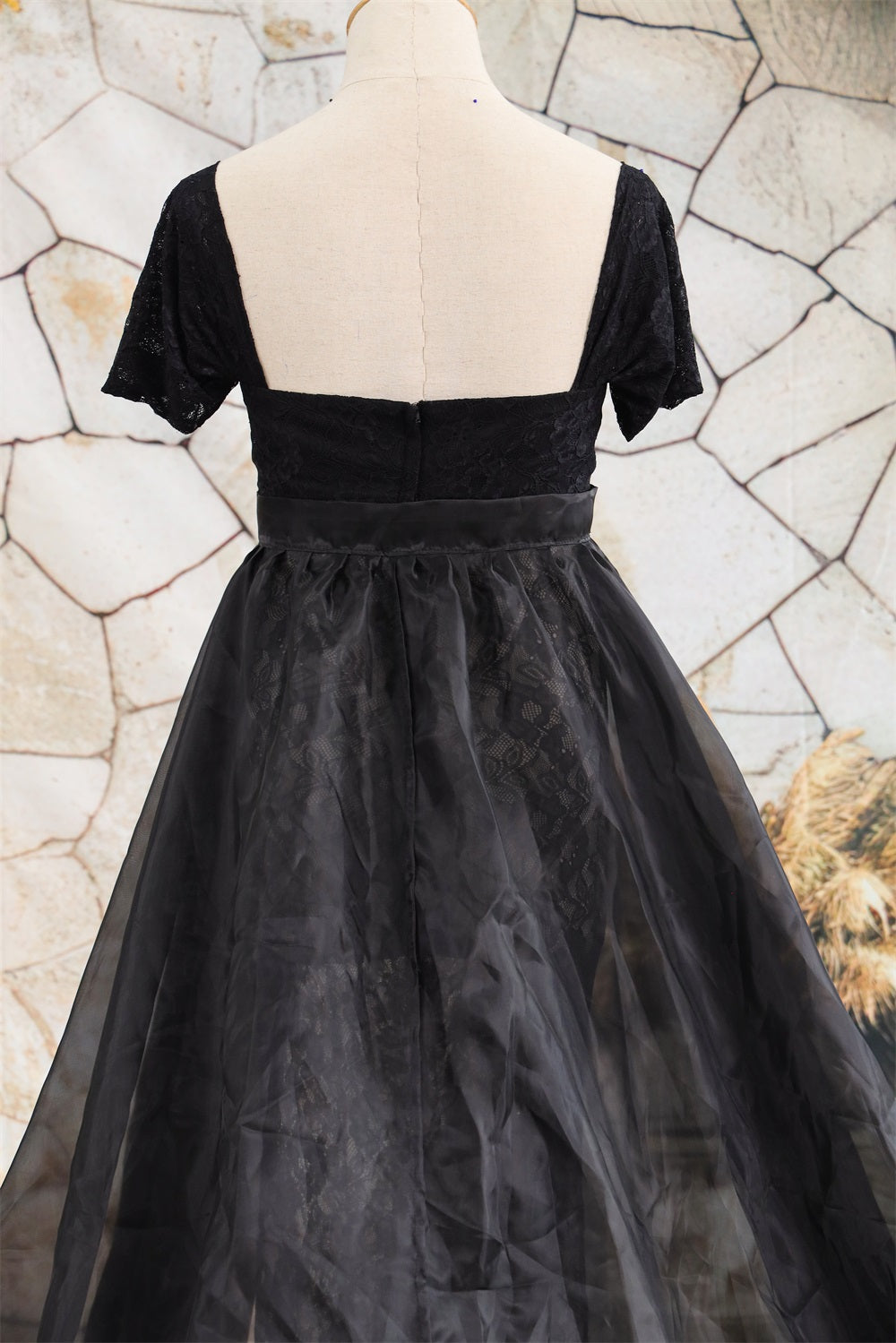 Kate Dentelle Manches courtes Noir Robe de Grossesse pour Séance Photo - Kate Backdrop FR