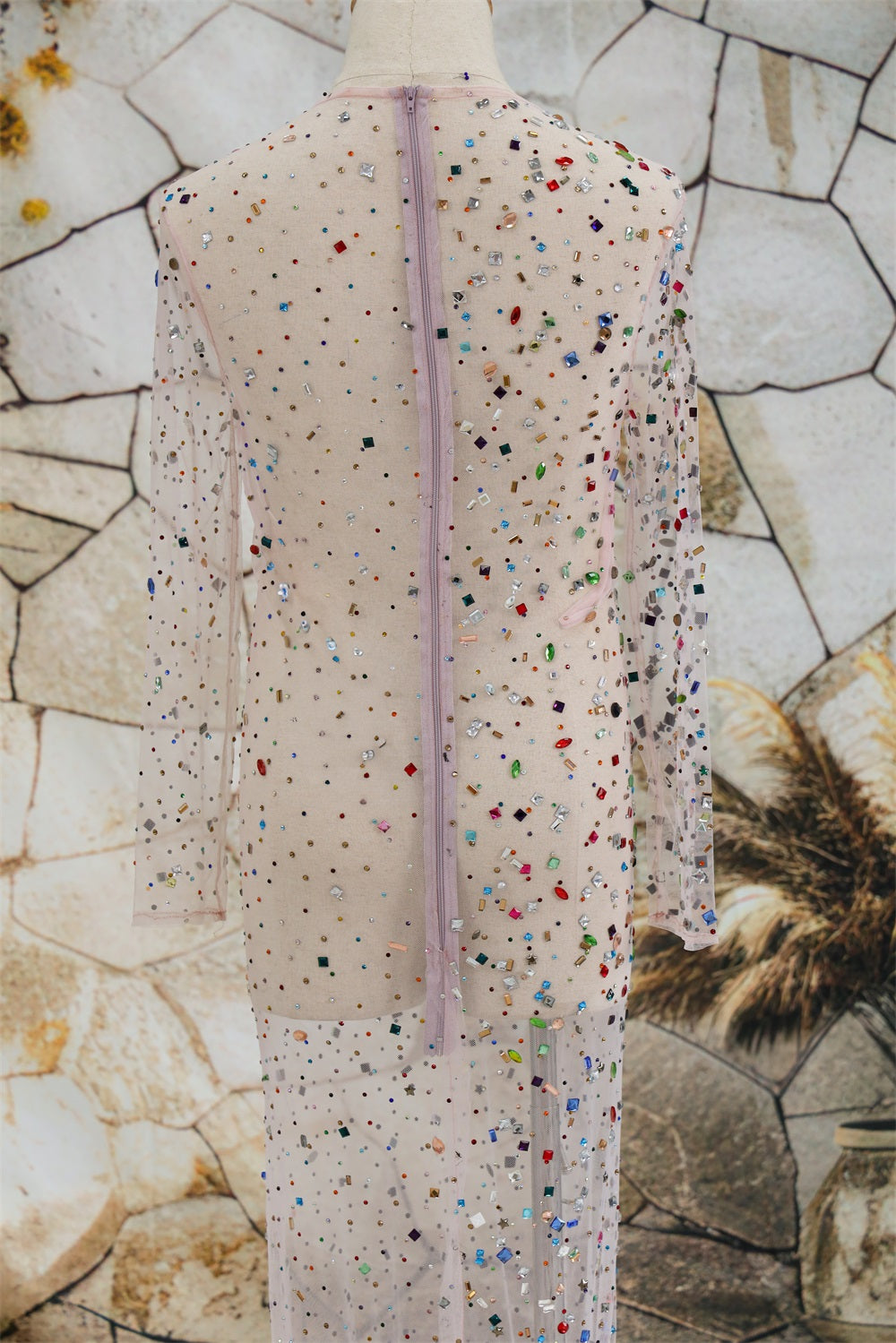 Kate Perles Broderie Maille Longue Robe de Grossesse pour Séance Photo - Kate Backdrop FR