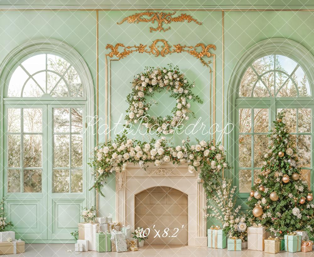 Kate Noël Cheminée Sapin Cadeaux Toile de fond conçue par Emetselch - Kate Backdrop FR