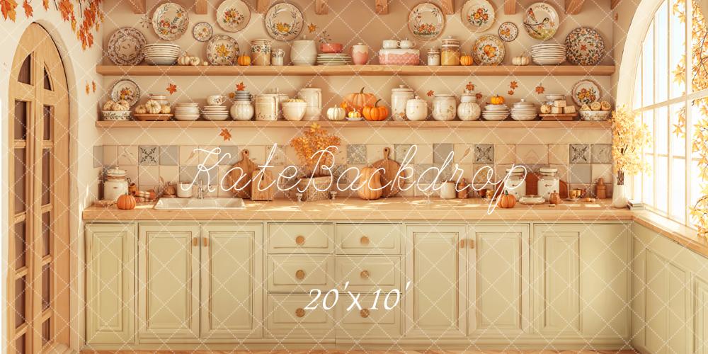 Kate Automne Cuisine Citrouilles Vaisselle Toile de fond conçue par Emetselch