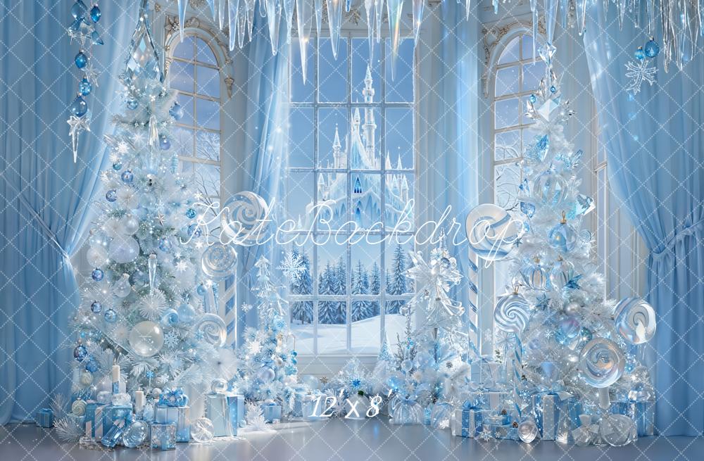 Kate Noël Château Hiver Glace Bleu Toile de fond conçue par Emetselch - Kate Backdrop FR