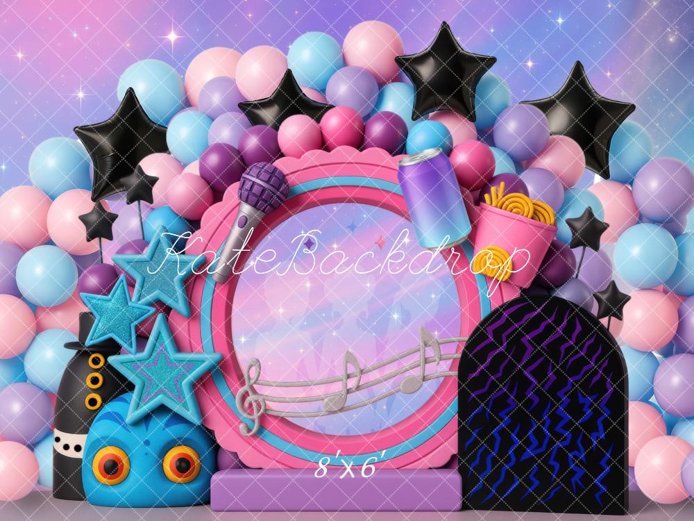 Kate Musique Ballons Étoiles Coloré Toile de fond conçue par Mini MakeBelieve