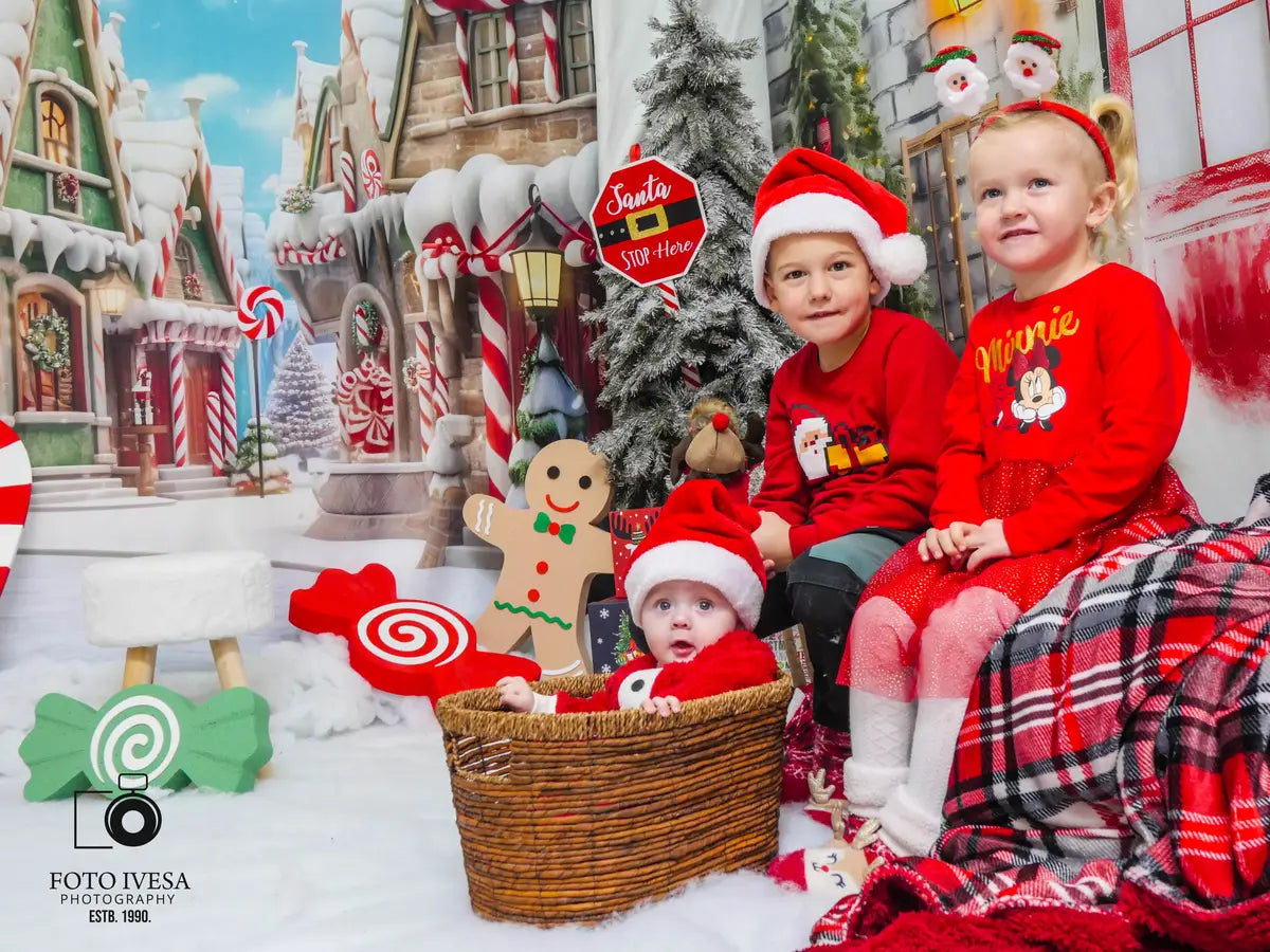 Kate Noël Hiver Ville Rue Maisons Toile de fond conçue par Emetselch - Kate Backdrop FR