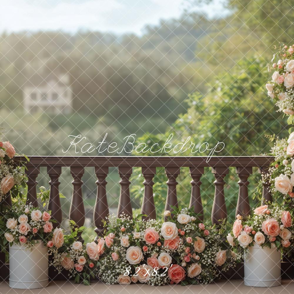 Kate Mariage Balcon Fleurs Romantiques Toile de fond conçue par Mini MakeBelieve - Kate Backdrop FR