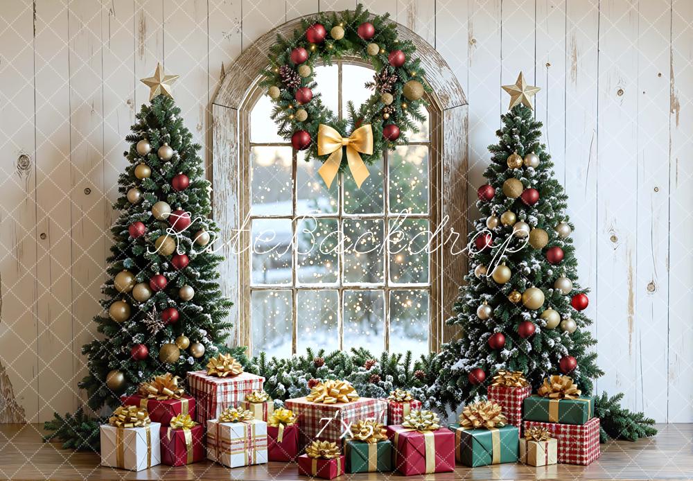 Kate Noël Sapins Cadeaux Fenêtre Toile de fond conçue par Mini MakeBelieve - Kate Backdrop FR