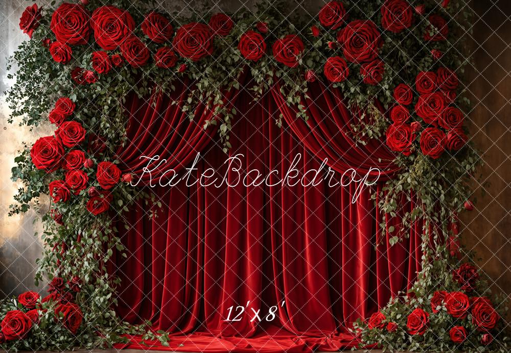 Kate Saint Valentin Rideau Roses Toile de fond en Laine conçue par Emetselch