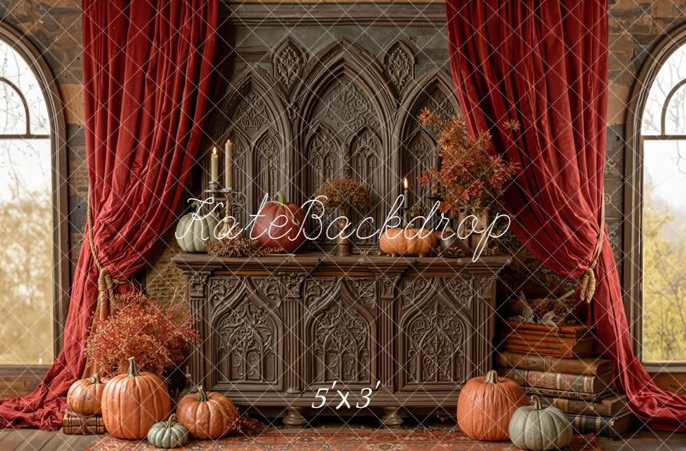 Kate Automne Citrouilles Buffet Gothique Toile de fond conçue par Emetselch - Kate Backdrop FR