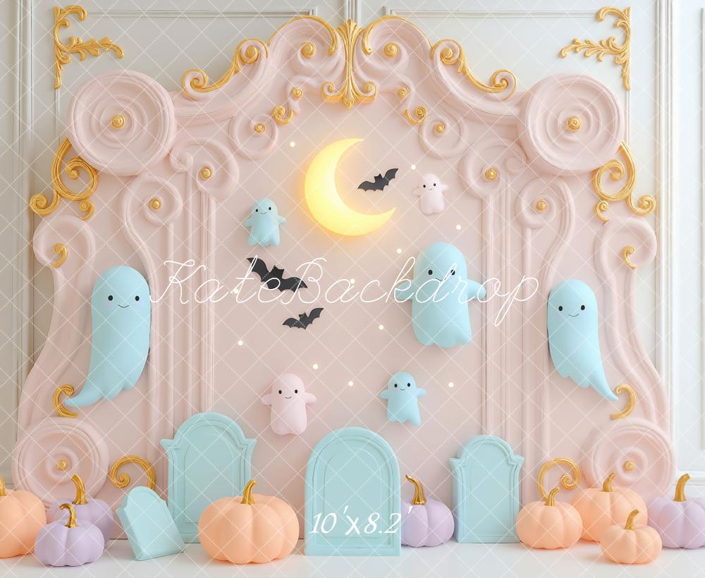 Kate Halloween Fantômes Lune Citrouilles Toile de fond conçue par Mini MakeBelieve - Kate Backdrop FR