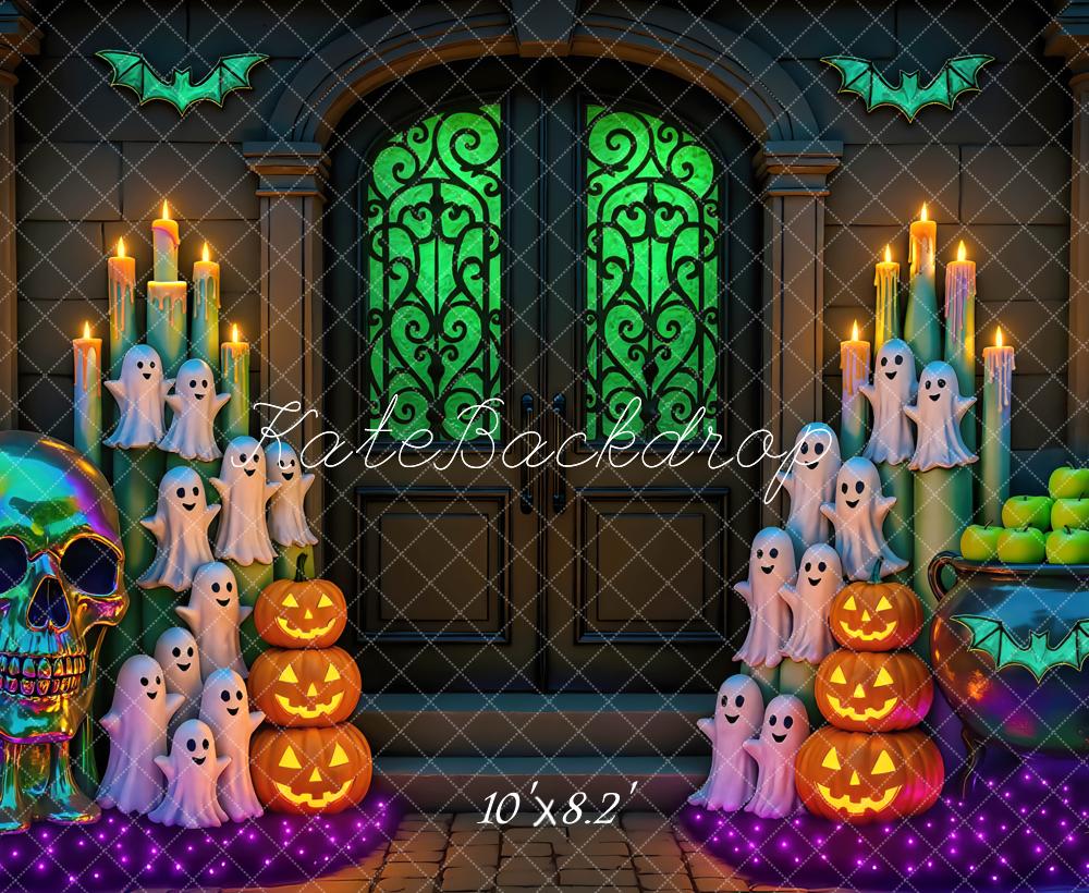 Kate Halloween Fantômes Citrouilles Porte Toile de fond conçue par Mini MakeBelieve - Kate Backdrop FR