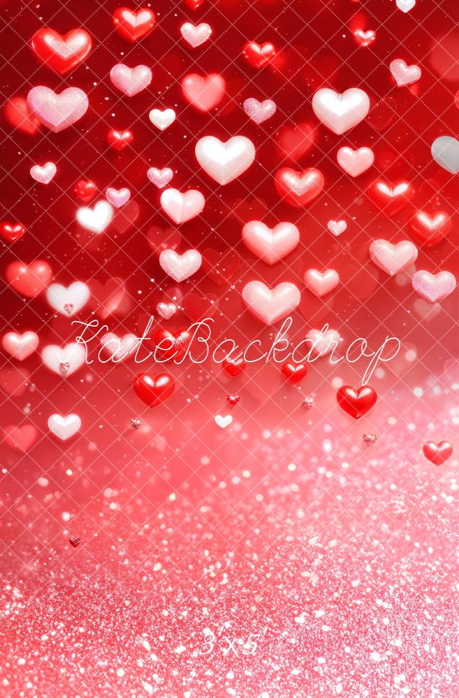 Kate Saint Valentin Cœurs Rouge Paillettes Toile de fond conçue par Emetselch - Kate Backdrop FR
