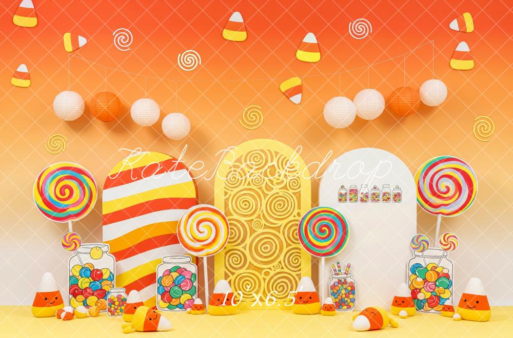 Kate Anniversaire Bonbon Lollipop Orange Toile de fond conçue par Patty Roberts