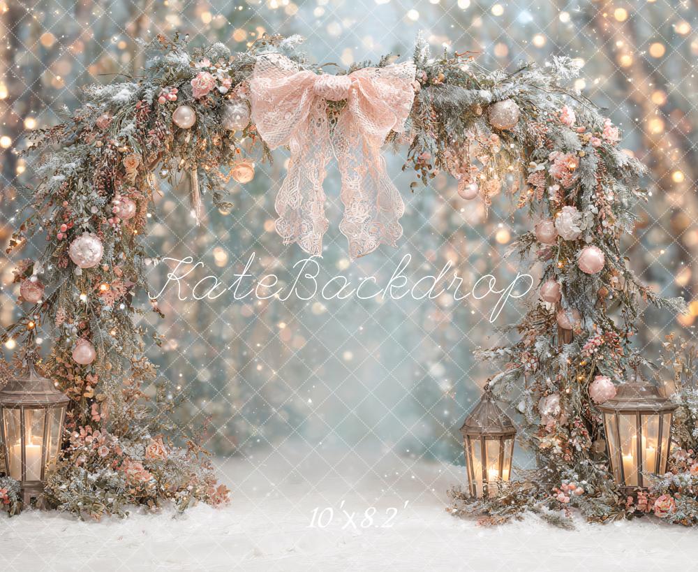 Kate Hiver Arche Fleurs Neige Toile de fond conçue par Ashley Paul