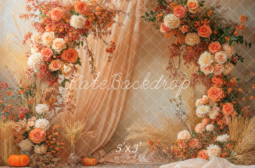Kate Automne Arche Fleurs Citrouilles Toile de fond conçue par Emetselch - Kate Backdrop FR