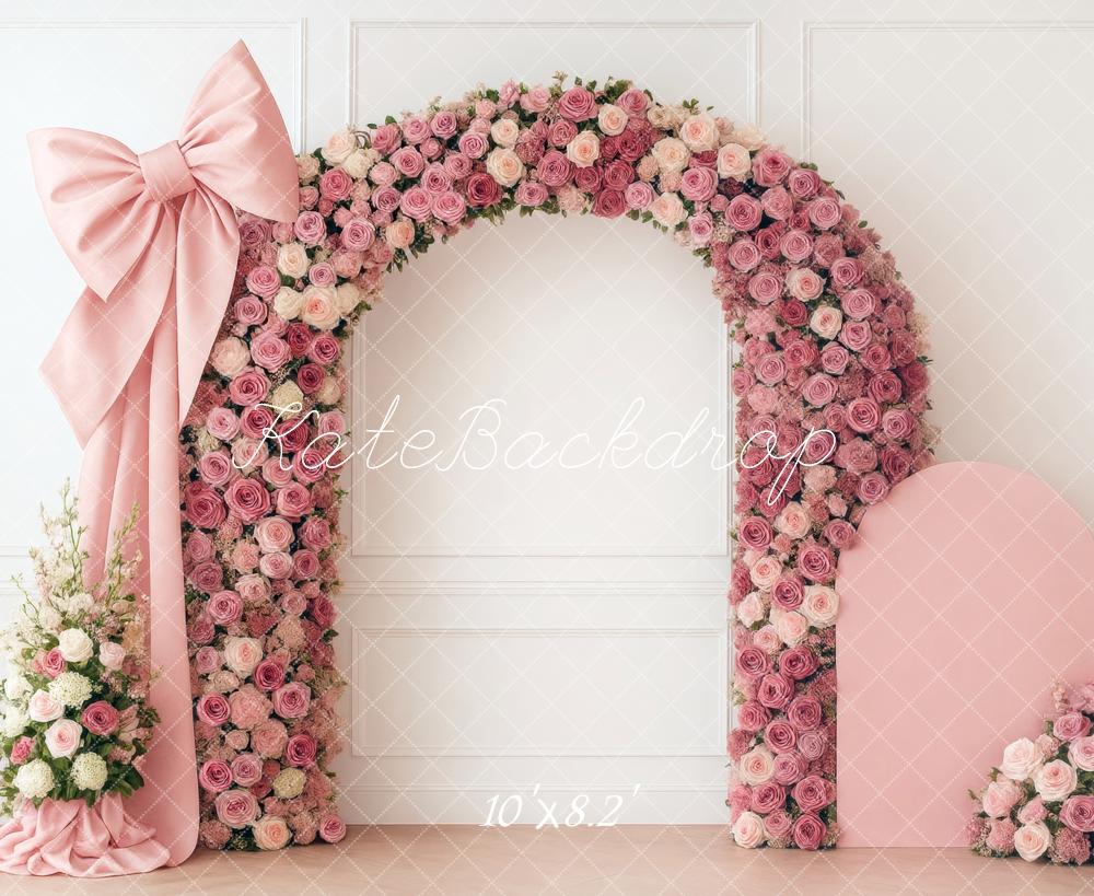 Kate Arc Fleurs Rose Mariage Toile de fond conçue par Mini MakeBelieve - Kate Backdrop FR