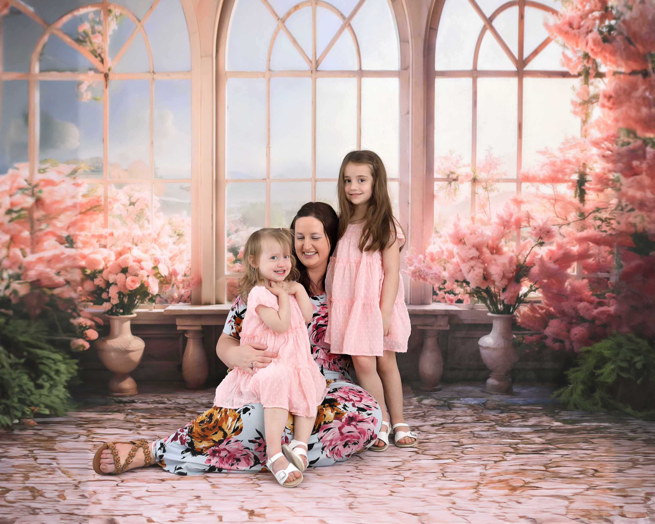 Kate Saint-Valentin Fleurs Rose Fenêtre Chambre Toile de fond conçue par Chain Photographie - Kate Backdrop FR
