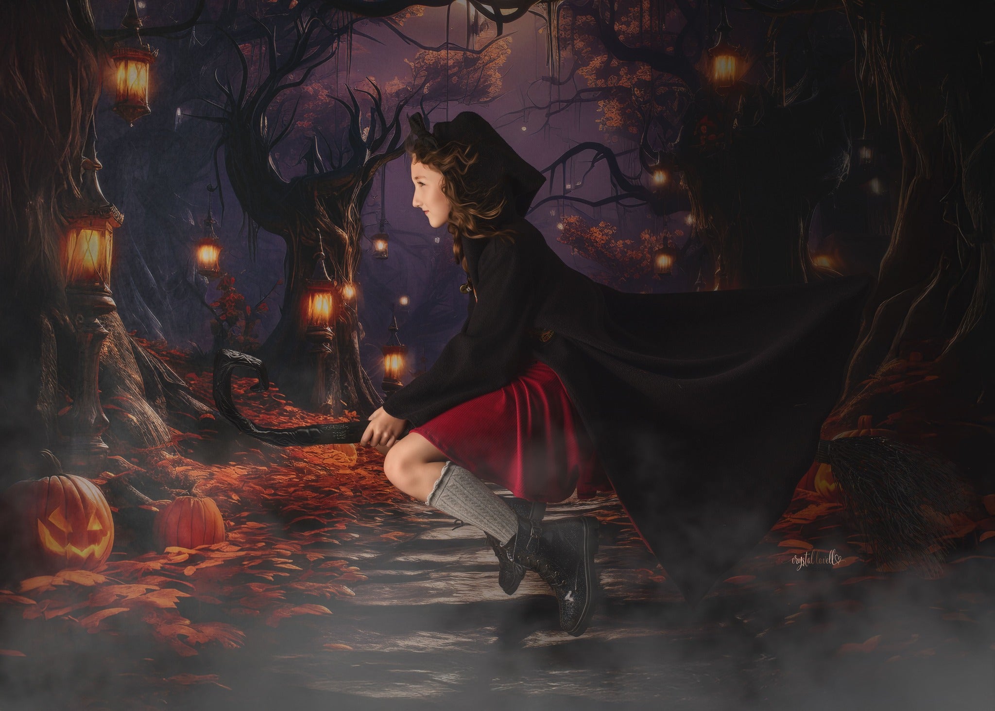 Kate Halloween Citrouille Forêt Lumière Toile de fond conçue par Emetselch - Kate Backdrop FR