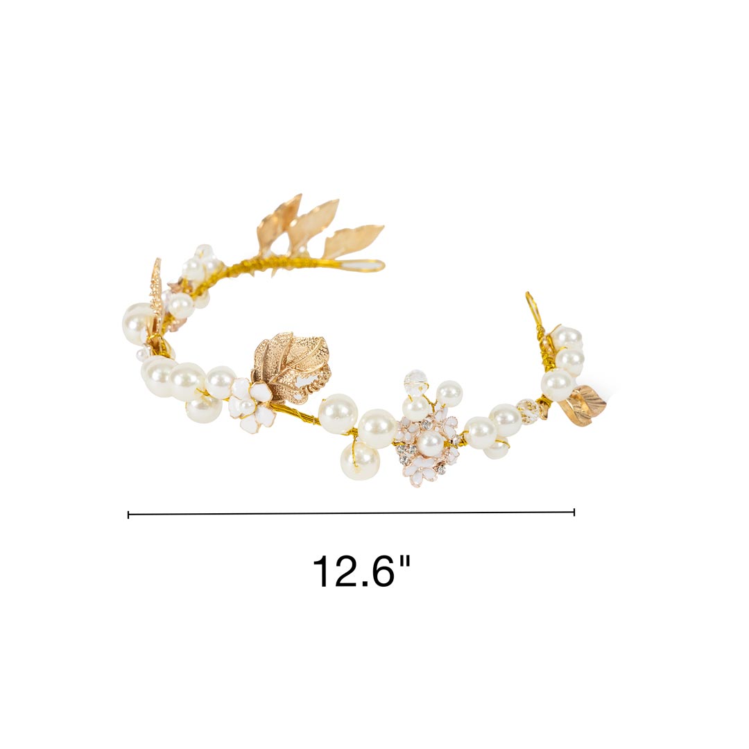 Kate Blanc Maillage Longue Robe pour Enfants avec Serre-tête Perlé - Kate Backdrop FR