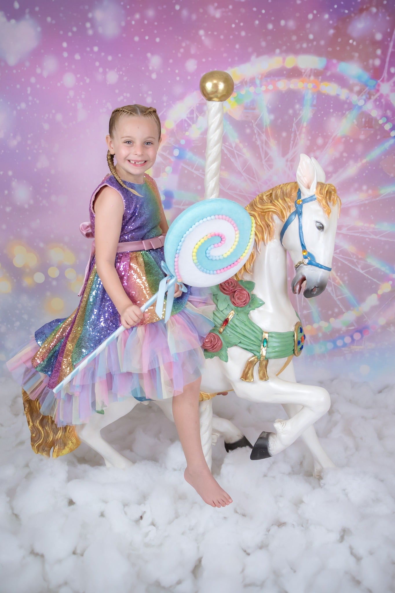 Kate Bokeh Fantaisie Grande roue Rose Enfant Toile de fond conçue par GQ - Kate Backdrop FR