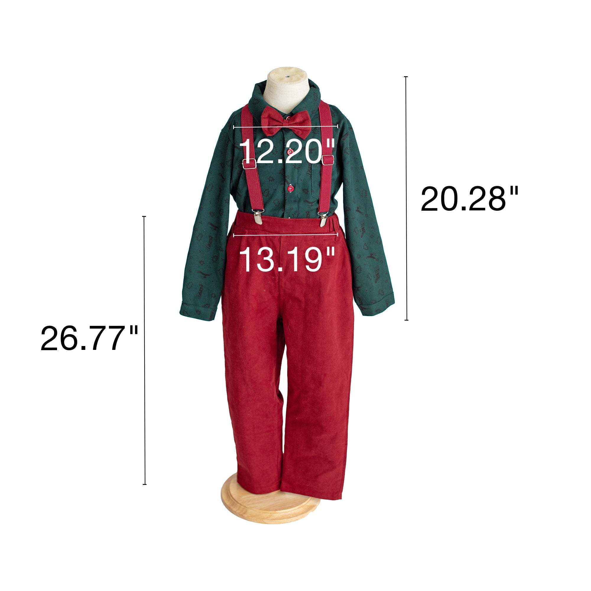 Kate Noël Chemise Verte et Salopette Rouge pour Enfants - Kate Backdrop FR