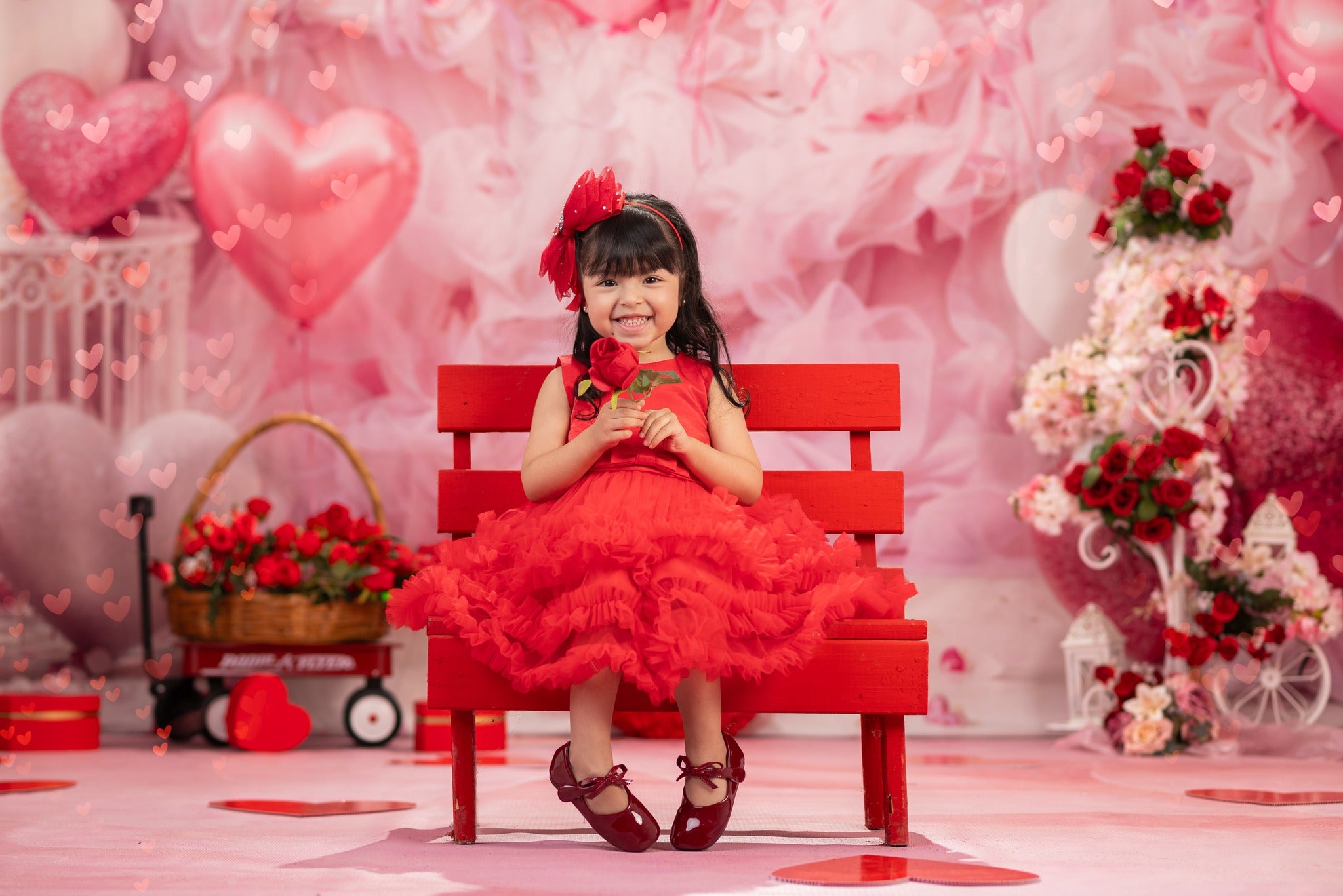 Kate Saint Valentin Rose Ballons Coeur Romantique Toile de fond conçue par Emetselch - Kate Backdrop FR