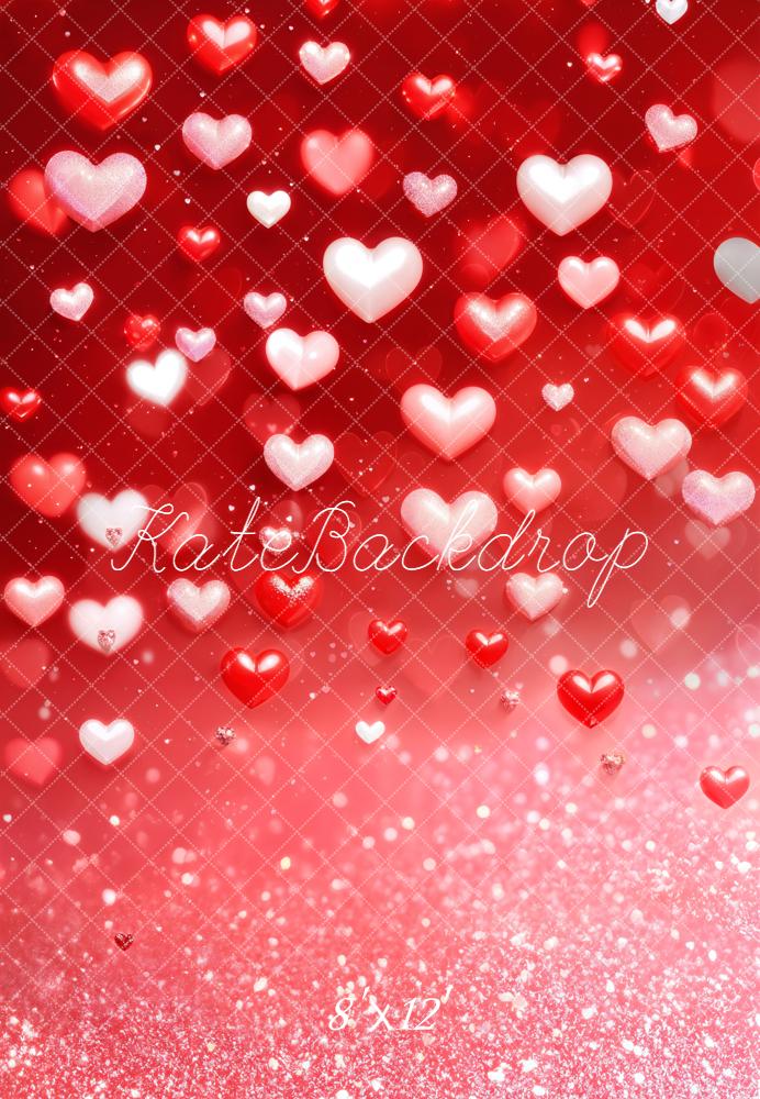Kate Saint Valentin Cœurs Paillettes Rouge Toile de fond en Laine conçue par Emetselch