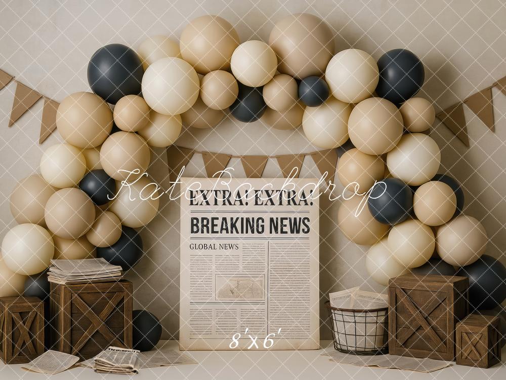 Kate Breaking News Ballons Arche Beige Toile de fond conçue par Mini MakeBelieve