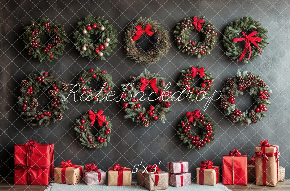 Kate Noël Couronnes Cadeaux Rouge Toile de fond conçue par Patty Roberts - Kate Backdrop FR