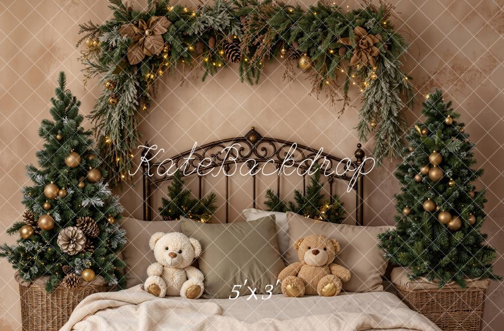 Kate Noël Sapins Tête de Lit Ours Toile de fond conçue par Emetselch - Kate Backdrop FR