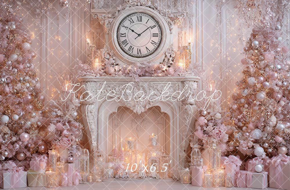 Kate Noël Cheminée Horloge Rose Toile de fond conçue par Ashley Paul