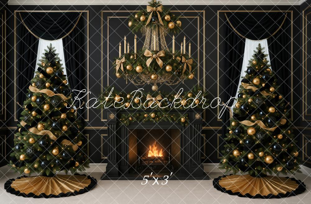 Kate Noël Sapins Cheminée Bougies Noir Toile de fond conçue par Ashley Paul