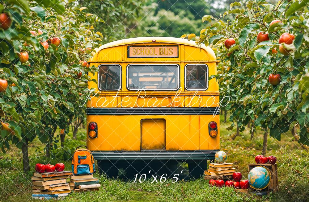 Kate Scolaire Bus Pommiers Livres Toile de fond conçue par Emetselch - Kate Backdrop FR