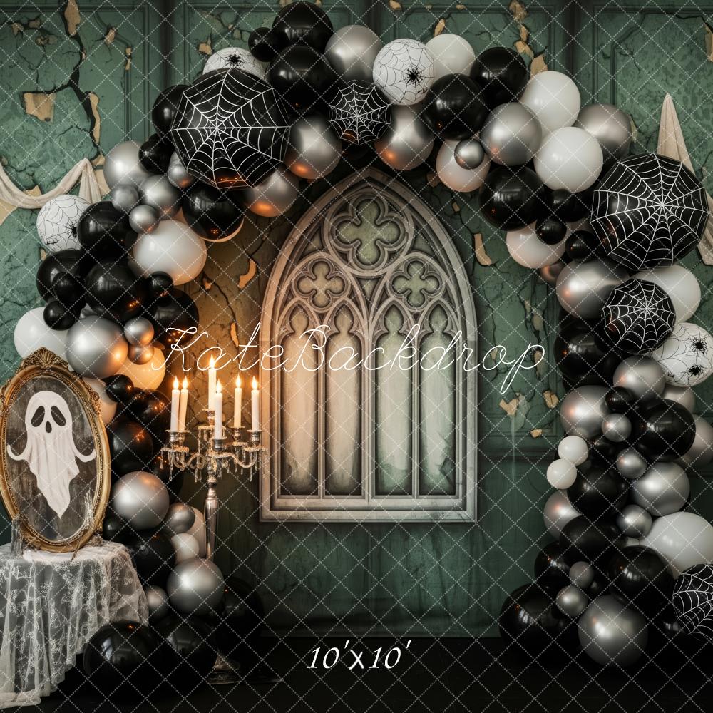 Kate Halloween Arche Ballons Toiles Araignées Toile de fond conçue par Patty Roberts