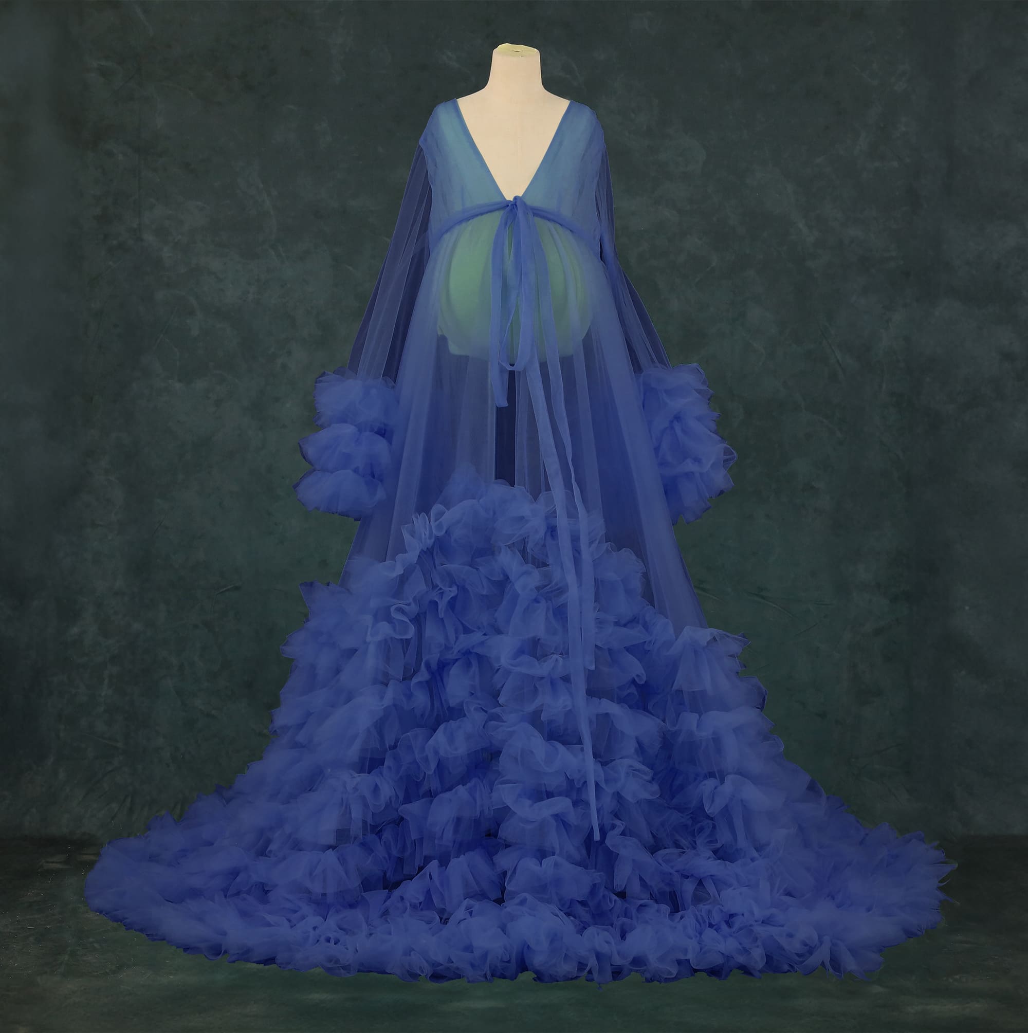 Kate Col en V Maille Manche mi-longue Longue Robe de Grossesse pour Séance Photo - Kate Backdrop FR